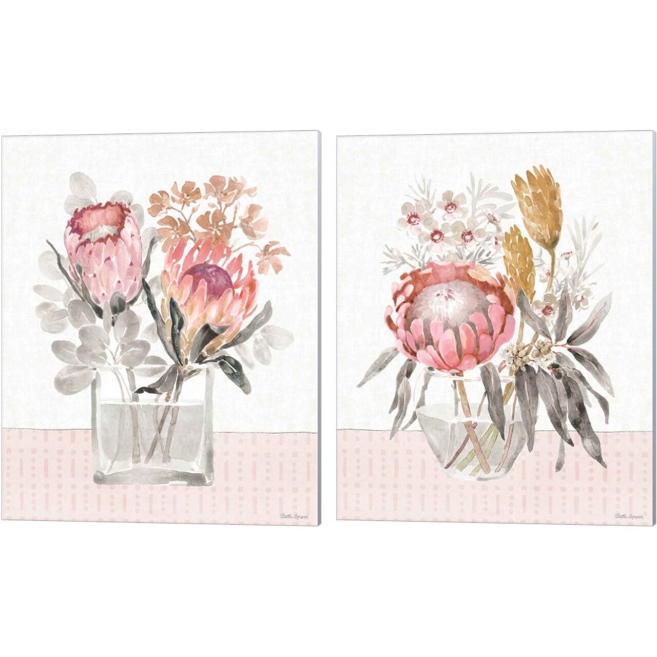 Petal Passion Soft Boho by Beth Grove 12" x 15" Canvas Wall Art (Set of 2)